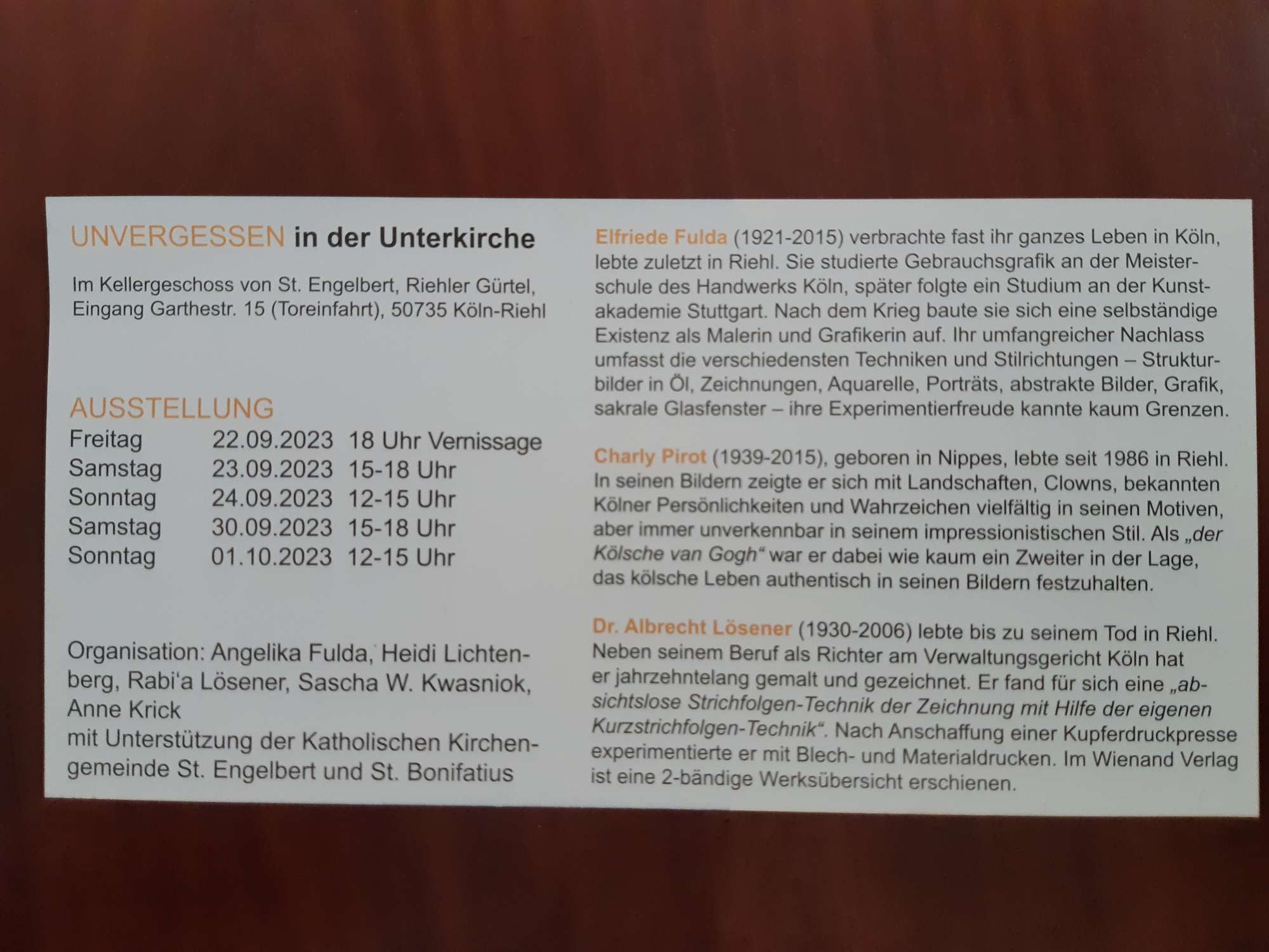 Begleittext zur Ausstellung 'Unvergessen'